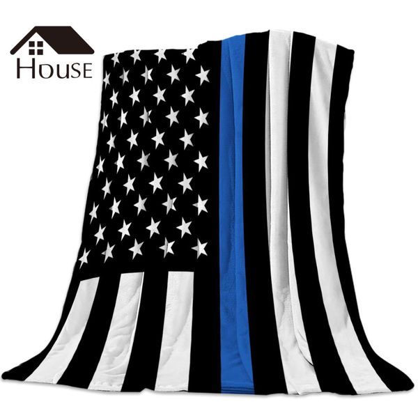 

law black white and blue american flags printed nap blanket soft comfortable velvet plush american style blankets