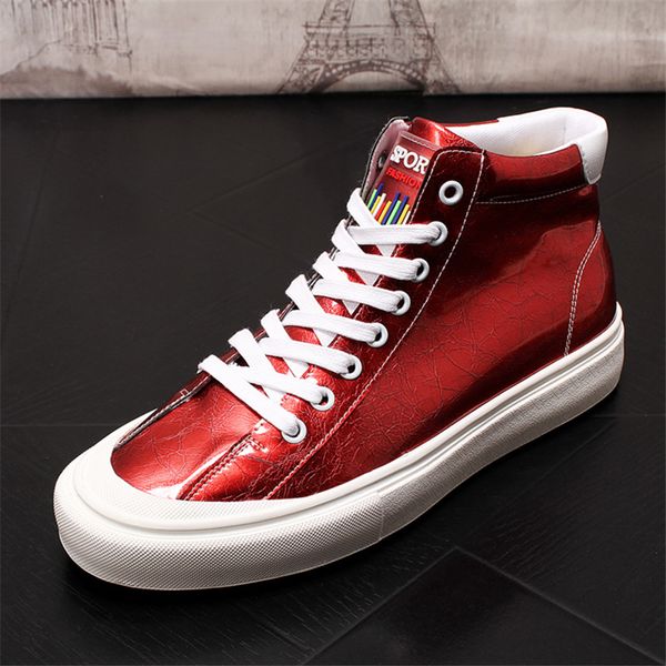 

mens shoes spring autumn casual leather shoes men loafers leather boots men high help sneakers hip hop, Black