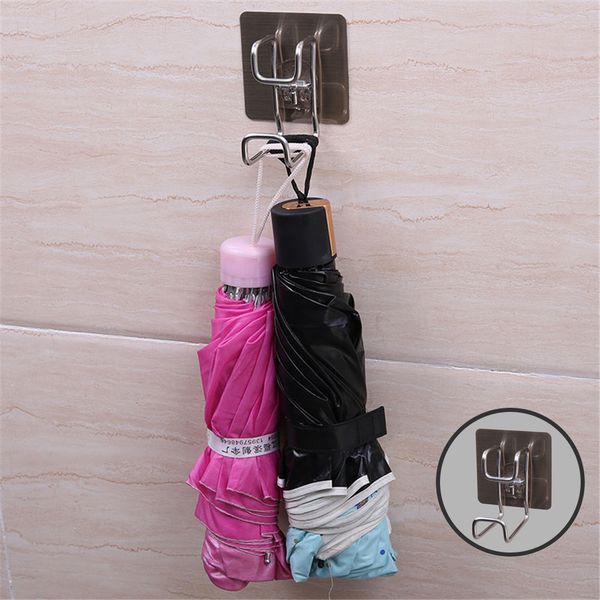 

adhesive holder bathroom kitchen storage rack traceless hook organizer sticky washbasin wall mount punch-save space