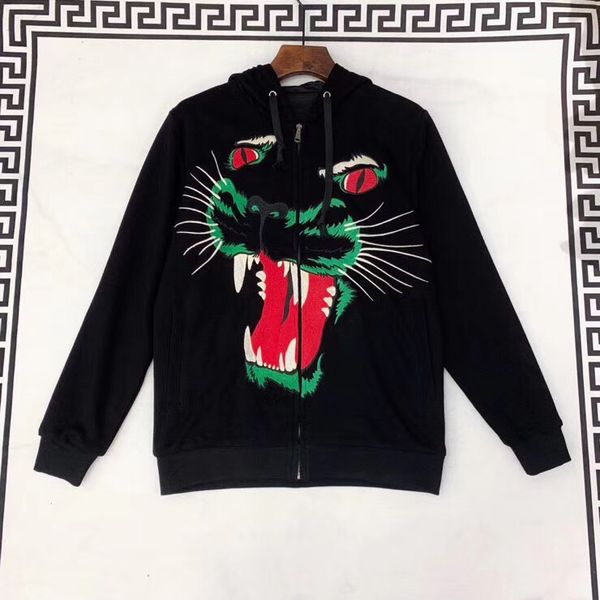 

модный бренд 3d вышивка леопардовый хлопок свитер высокого качества спортивная одежда толстовка с капюшоном мужчины и женщины размер m-3xl, Black