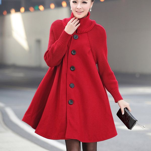 

women's trench coats spring autumn korean version ladies thench coat large size loose cloak overcoat thick woolen single-breasted windb, Tan;black