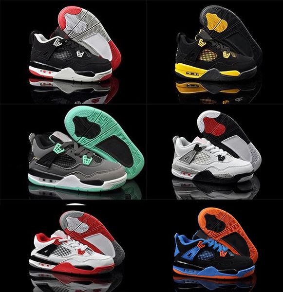 

2018 4s og black cat basketball shoes reflect for kids boys girls sports training sneakers high quality