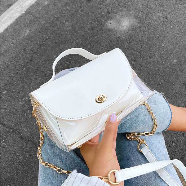 

transparent jelly square crossbody bag 2020 summer new women handbag chain shoulder messenger bag