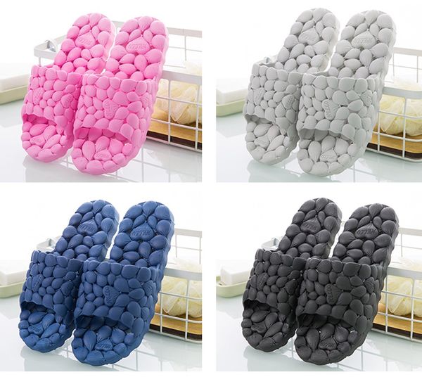 

men's slippers home massage slippers summer non-slip bathroom hollow out solid flats sandals men shoes, Black