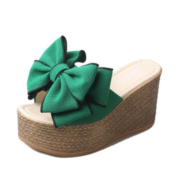 

brand women slippers high heels shoes women wedges sandals shoes summer slippers female mules party platform high, Black