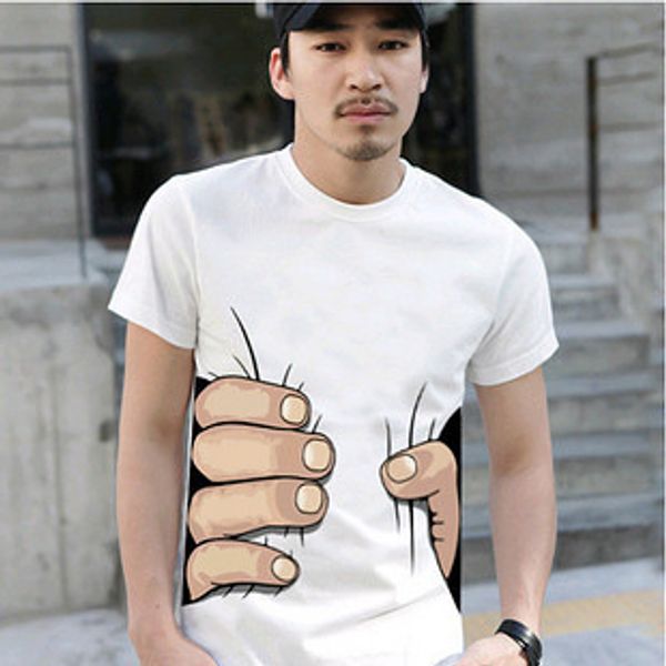 

men's funny short sleeve summer t-shirt casual simple style round neck print tees for males new arrival mens, White;black