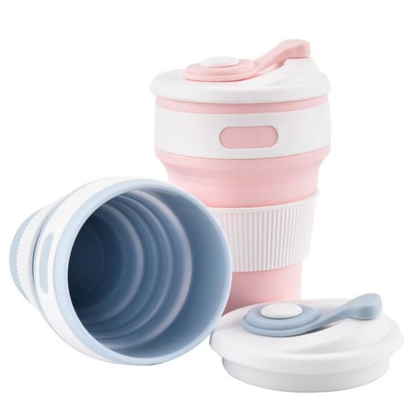 Bottiglia d'acqua pieghevole calda Capacità 350ml Tazza portatile creativa Bottiglia sportiva in silicone Tazze da caffè Bottiglie d'acqua pieghevoli da viaggio Spedizione gratuita