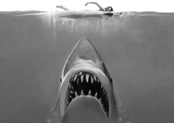 

jaws classic movie large painting art home decor handpainted &hd print oil painting on canvas wall art canvas pictures 200119