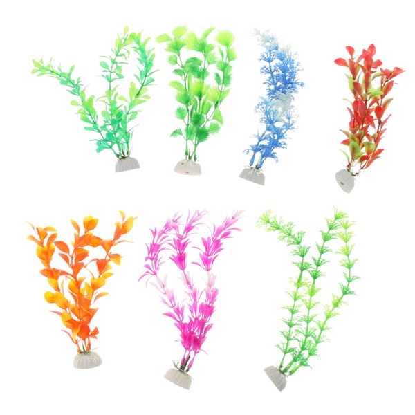 

7 pack, 17-21cm high plastic plant fish tank artificial narcissus water grass aquarium habitat decorations ( colorful