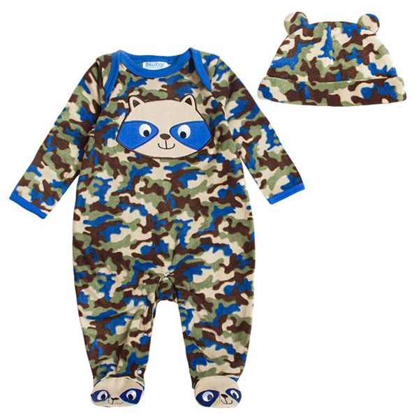 

kiddiezoom baby romper winter coral fleece long sleeve hooded velour romper cartoon warm jumpsuit animal baby girl boy clothes, Blue