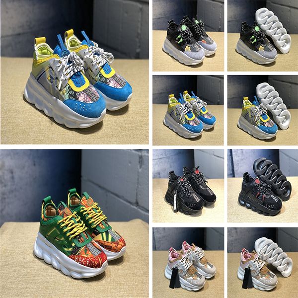 

With box chain reaction men port running hoe fa hion luxury de igner women platform neaker link embo ed ole trainer