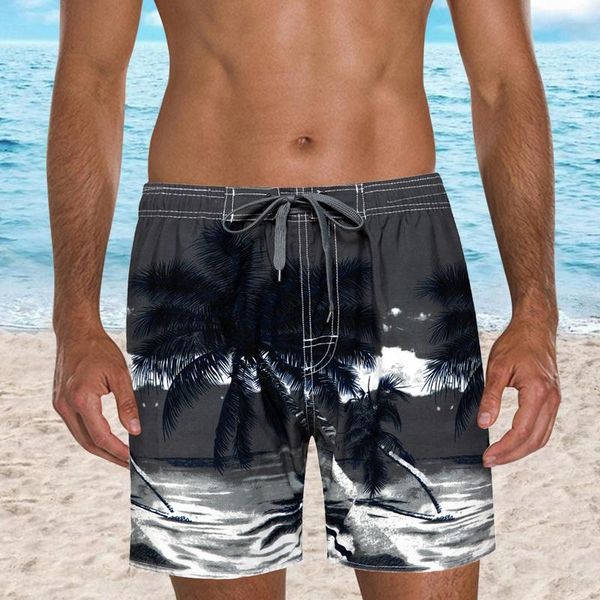 

monerffi мужские пляжные шорты контрастный узор prirt drawstring lace-up повседневные пляжные шорты мужские брюки, White;black