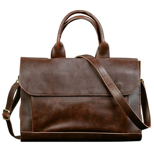 

марка мужчина сумка кожа бизнес сумка урожай crazy horse tote офис laptop briefcase мужского мешок плечо вскользь crossbody