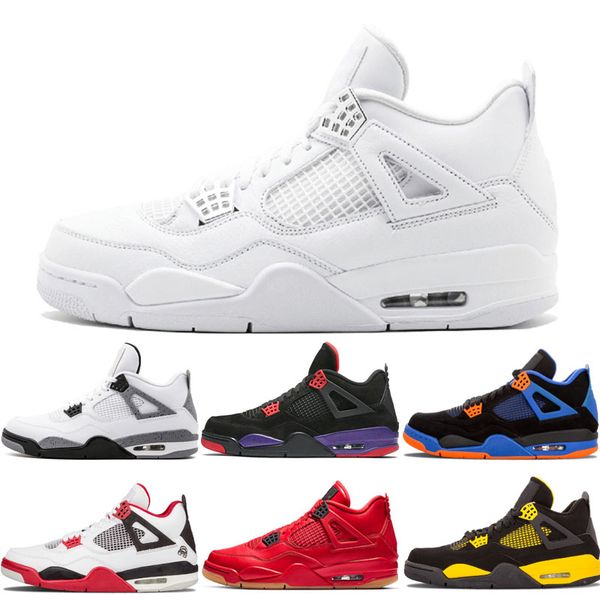 

men 4 4s basketball shoes pure money 2019 bred cool grey fiba flight nostalgia black gum thunder royalty tattoo sport sneakers trainers