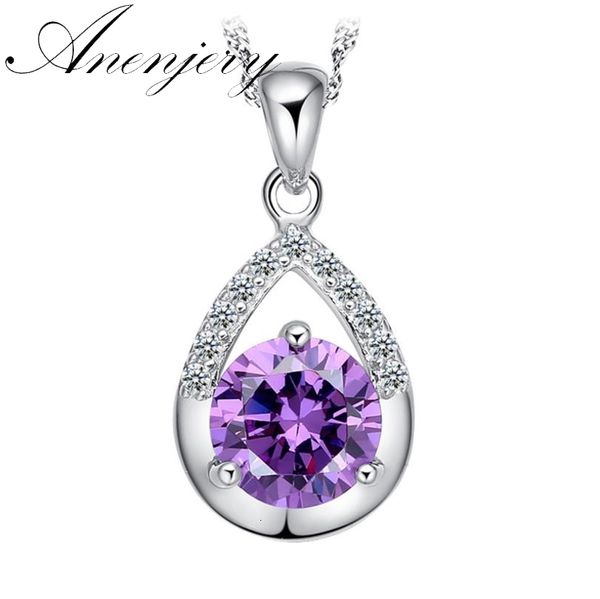 

925 sterling silver jewelry angle's tear zircon drop pendant neckace for women gift water-wave chain choker