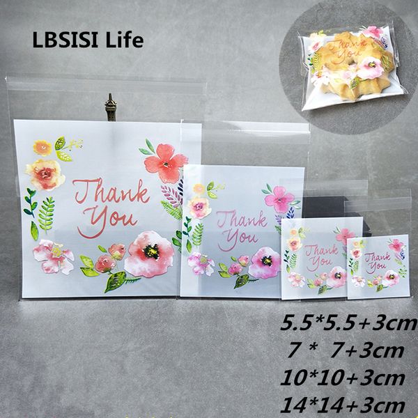 

lbsisi life candy cookie bags thank you flower resealable gift biscuits beans handmade self adhesive packing bags