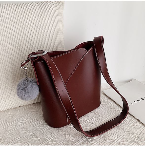 

casual solid women handbags pu leather female tote retro high capacity female bucket bag women 2019 new winter shoulder bags
