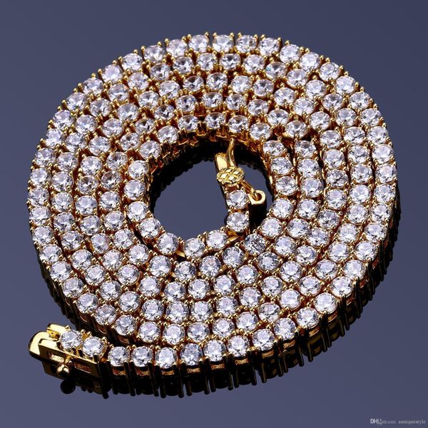 

mens hip hop necklace, iced out 1 row rhinestone choker bling crystal tennis chain necklace 18- 22inch micro paved cubic zircon link jewelry, Black