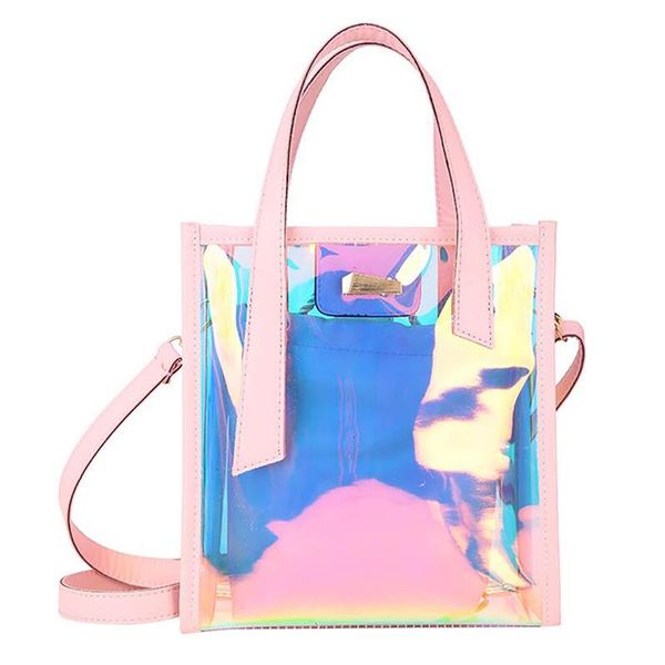 

spring and summer new fashion laser transparent handbag shoulder messenger bag beach satchel crossbody bag with pouch for women