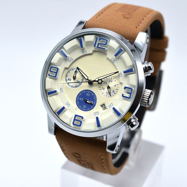 

В продаже 40 мм кожаный ремень кварцевый хронограф военные мужские часы авто дата