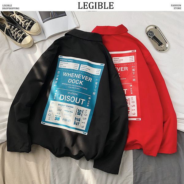 

legible japanese jackets men windbreaker printed loose casual jacket male coats korean tracksuit streetwear, Black;brown