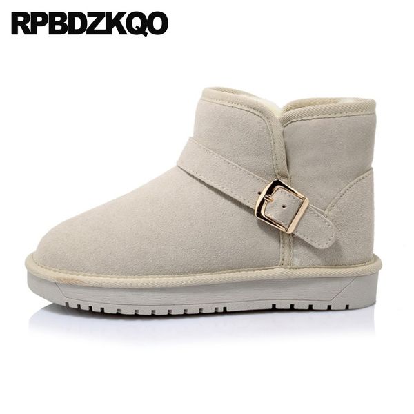 

suede short casual fur flat luxury slip on snow australian shoes winter chinese booties women ankle boots 2019 round toe ladies, Black