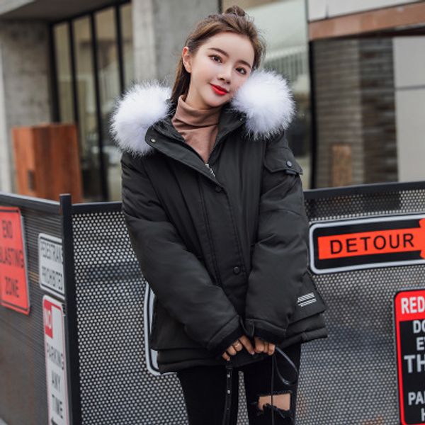 

зима нового хлеба одежда рыхлая корейская версия студентов воротника коротких меховых пальто хлопка женщин утолщенная куртка куртка прилив w, Black