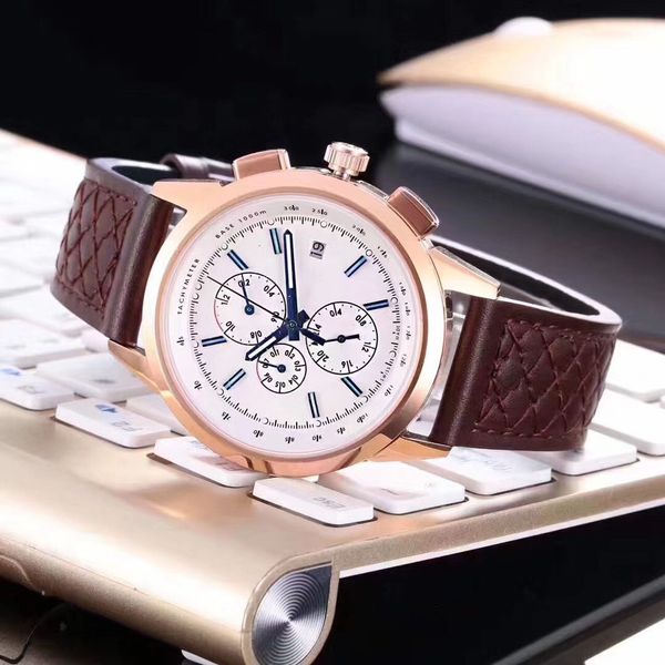 

2019 new watch luxury mechanical automatic men's calendar designer watch automatic luxury new men's leather watch, Slivery;brown