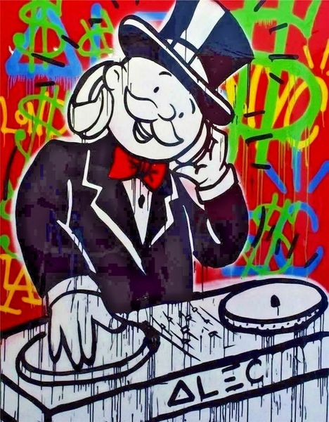 

alec monopoly graffiti art wall decor dj home decor handpainted &hd print oil painting on canvas wall art canvas pictures 200203