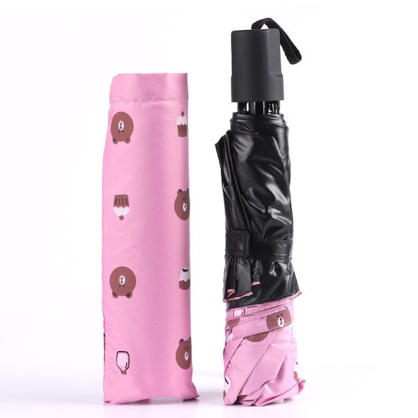 

4 colors new apollo bear umbrella mini three-folding thicker black coating cloth anti-uv umbrella customizable logol sizes and colors r2465