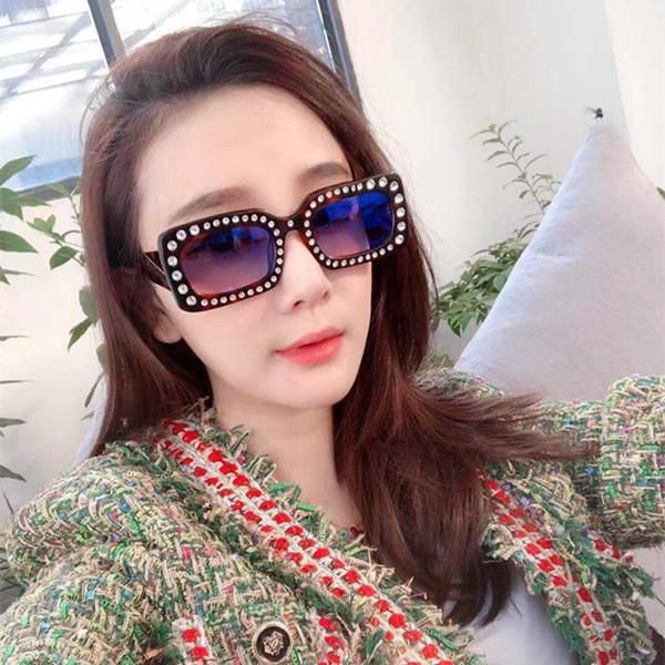 

with diamond style luxury-limited sunglasses quality new avant-garde style designer eye glasses womens 020 rectangular-frame uv400 xgrx, White;black