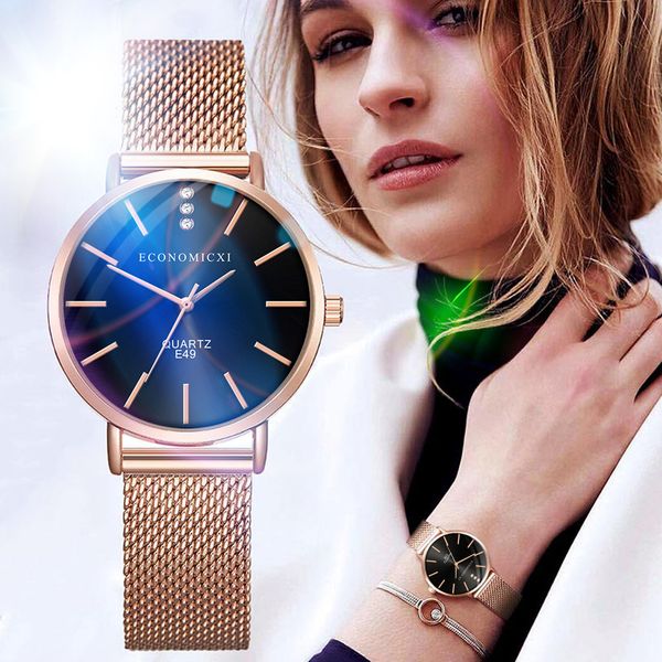 

clock women ladies watches rose gold bracelet watch quartz dress wristwatch wristwatch clock gift valentine#8, Slivery;brown