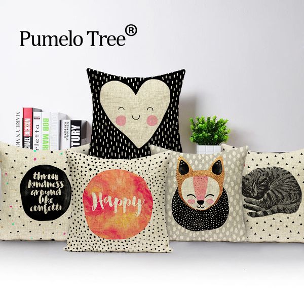 

мультфильм животных подушка крышка нордический напольные подушки белье кидают подушки счастливые печатные подушки декоративные подушки на за