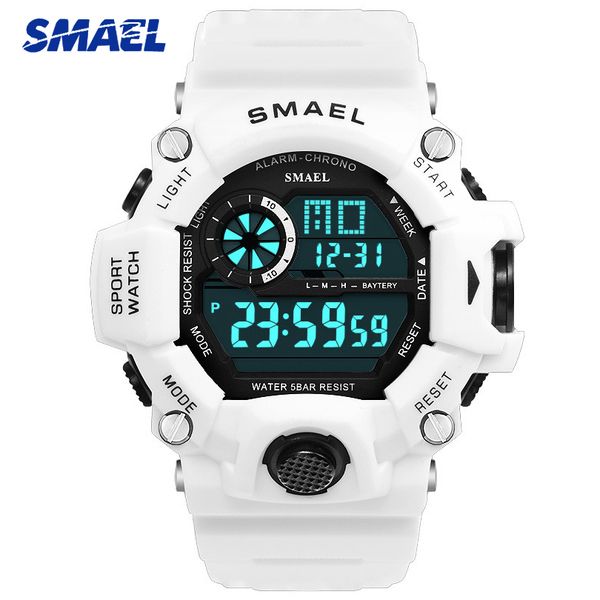 

smael fashion men watch sport waterproof led digital quartz mens watches wristwatch male relogio clock, Slivery;brown
