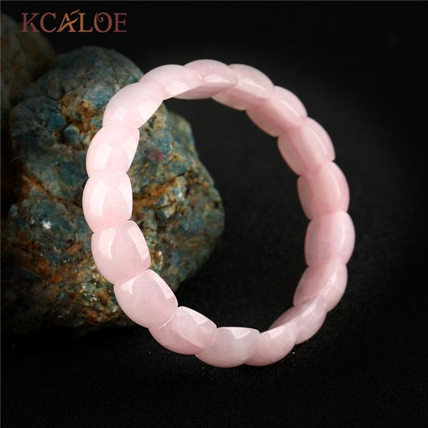 

kcaloe charm pink quartz bracelets bangles fashion yoga party jewelry elasticity beaded natural stone bracelet for women braslet, Black