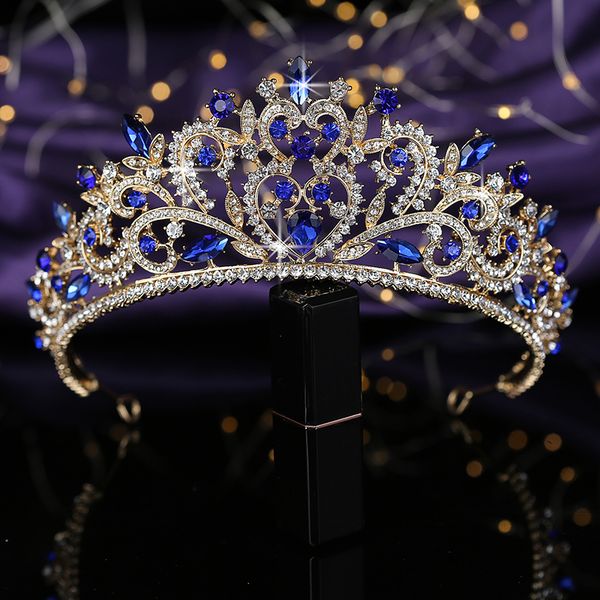 

tiaras and crown hadiyana trendy colorful cubic zircon women wedding shiny party gift hair accessories bcy8896 corona princesa, Golden;white