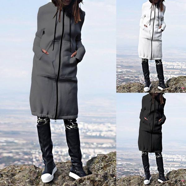 

zanzea плюс размер женщины длинные толстовки толстовки пальто женский повседневный zipper с капюшоном пальто куртки vintage sudadera mujer o, Black