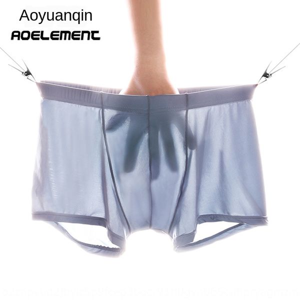 

men's underwear ice silk underwear men's boxer pants breathable silky stylish translucent pants, Black;white