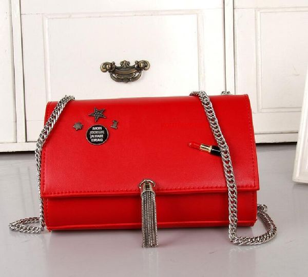 

letter tassel chain bag real leather lipstick star badge hardware evening bag women s shoulder messenger bag