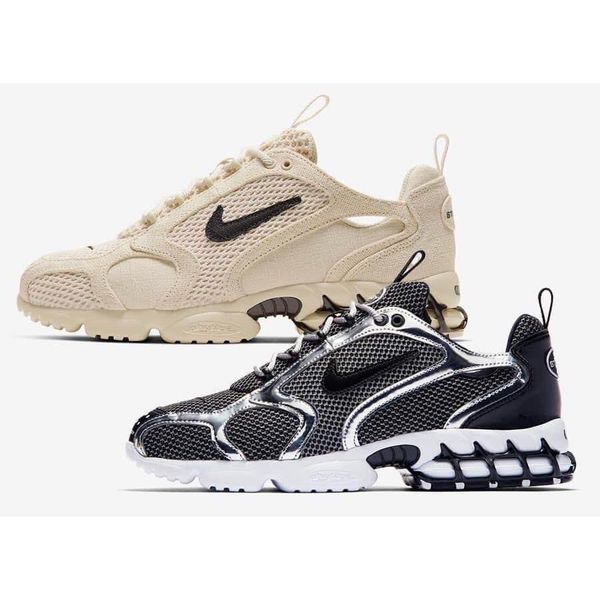 

authentic air zoom spiridon cage 2 stussy fossil pure platinum women men hococal running shoes sneakers cq5486-200 cu1854-001 187836