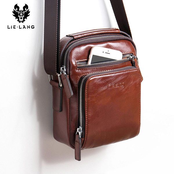 

100% натуральной кожа посланник мужчина плечо браун сумочка crossbody vintage коровье путешествие мужская сумка t200206