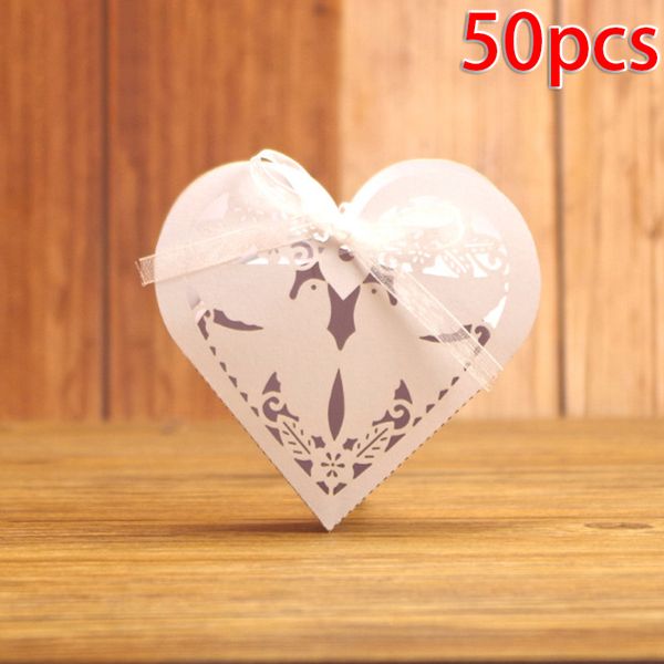 

50pcs/set hollow wedding birthday candy box favor with bow storage holder container decor party festive supply