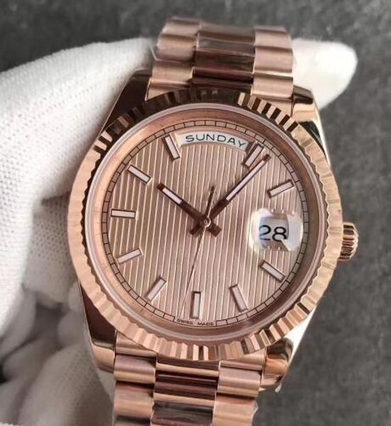 

new 41mm 18k full rose gold original folding buckle clasp mens watches day-date 116719 automatic quality watches, Slivery;brown