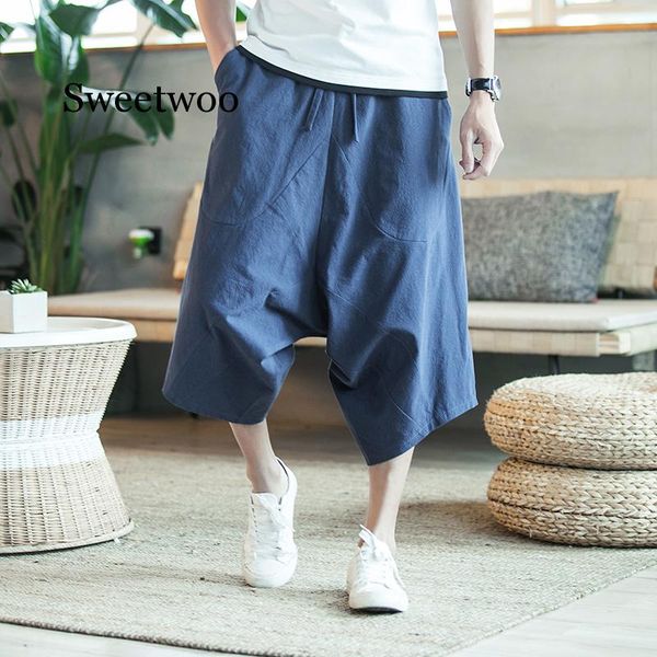 

men harem pants 2020 mens summer cotton linen joggers pants male vintage chinese style sweatpants fashions, Black