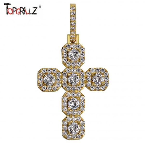 

new iced out cross pendant necklace mens/women micro paved cz hip hop gold silver color charm chains jewelry gift