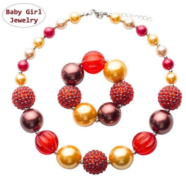 Baby Mädchen Halskette Armband Set Candy Farbe Kinder Kinder Schönheit Blase Perlen Charms Halskette Urlaub Geschenk