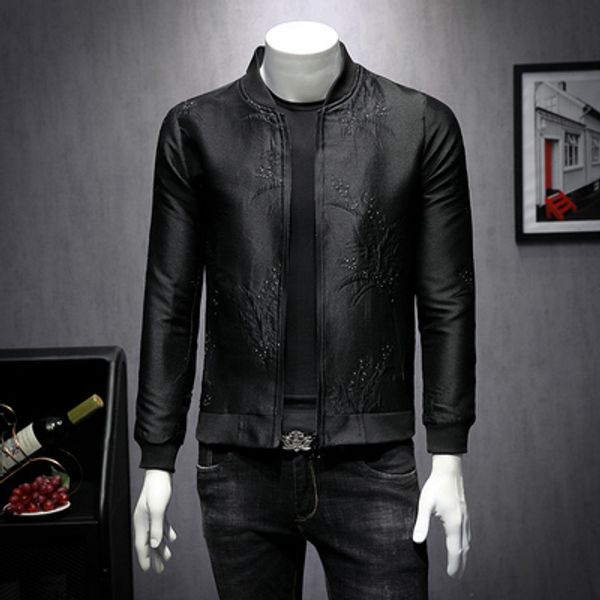 

jacket men's spring and autumn korean version of the trend of embroidered jacket slim handsome casual popular clothes 2019 spring new, Black;brown