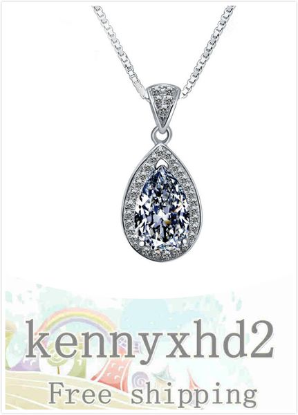 

new style water drop aaa zircon necklace, women's full diamond, super flash temperament necklace, simple and atmospheric europe and ame, Silver