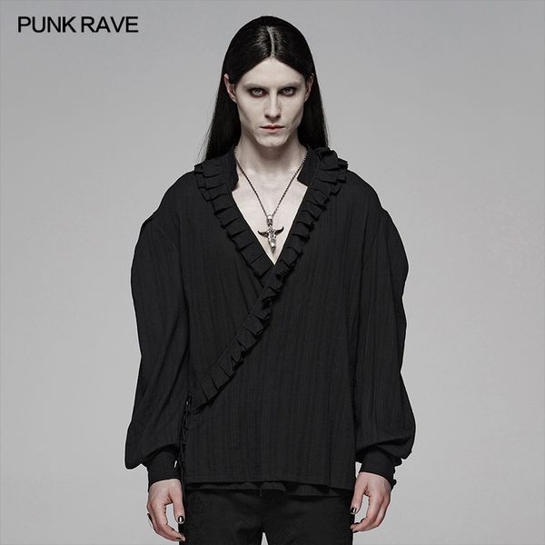 

punk rave men's loose shirt,fashion visual kei gothic style wy1103b, White;black