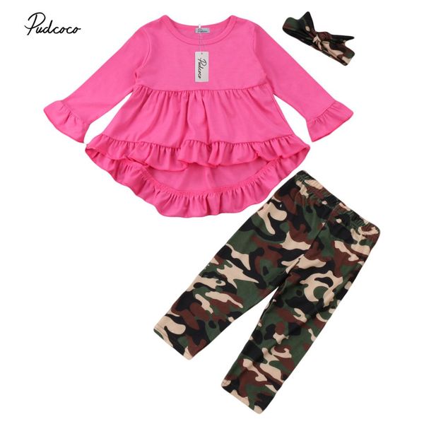 

christmas little girls dress pants headband clothing set kids baby girl camo outfits clothes dresses+camoflage pants set, White